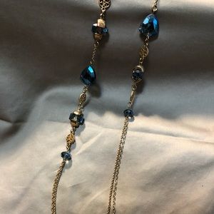 Blue and Gold long chain necklace